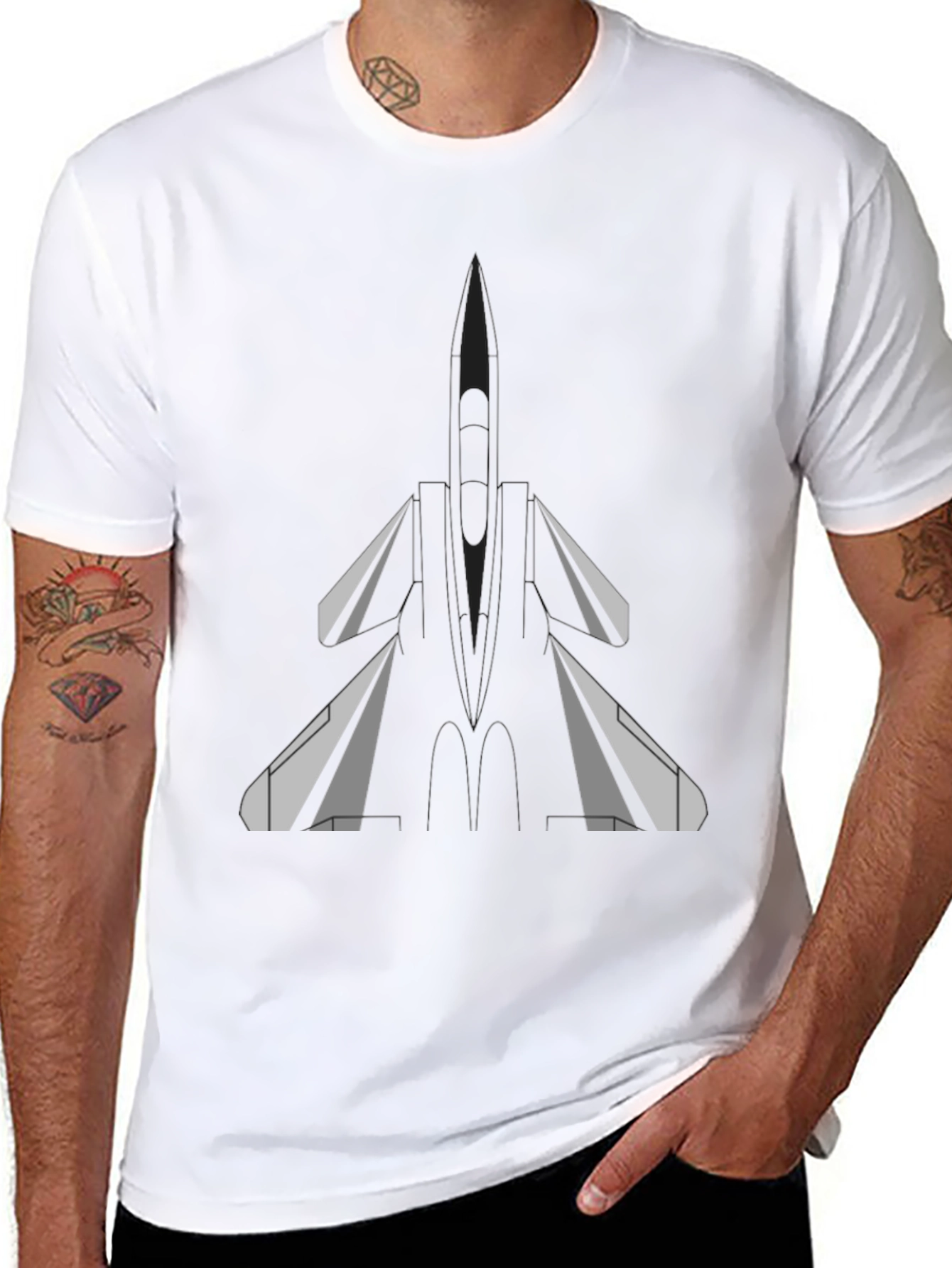 Fighter Jet Graphic Tee - Black T-Shirt