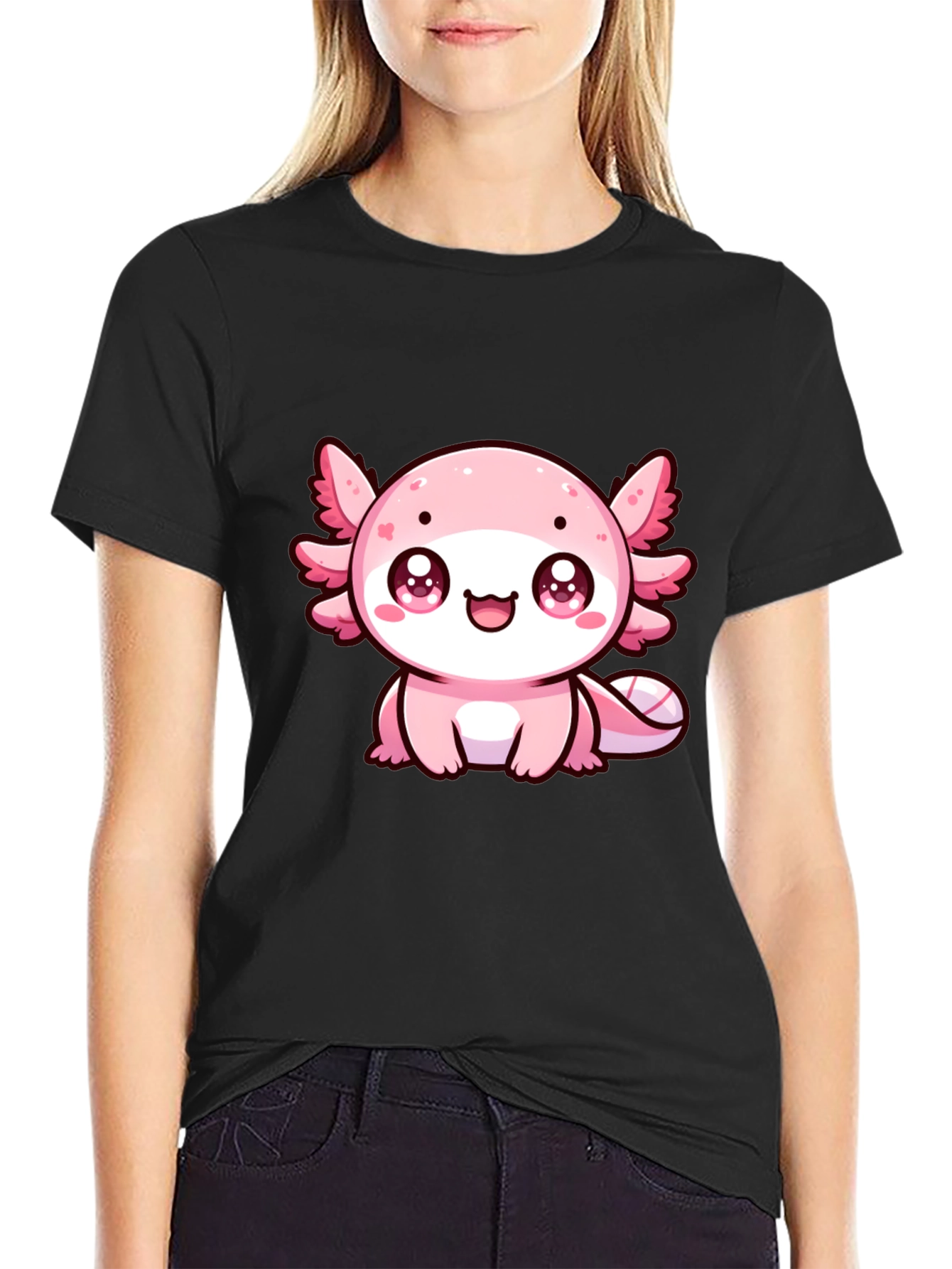 Cute Axolotl Graphic Tee - Black T-Shirt