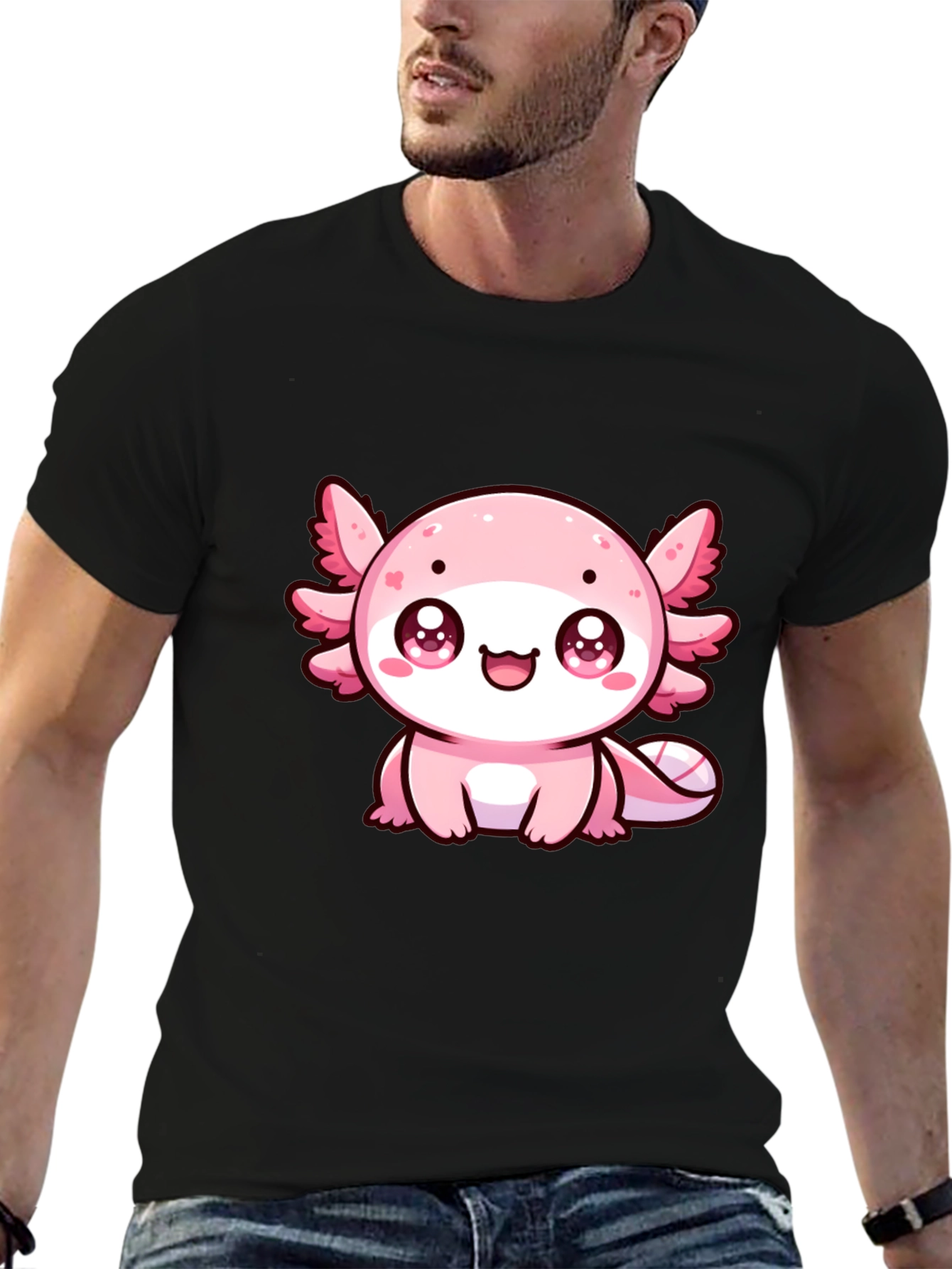 Cute Axolotl Graphic Tee - Black T-Shirt