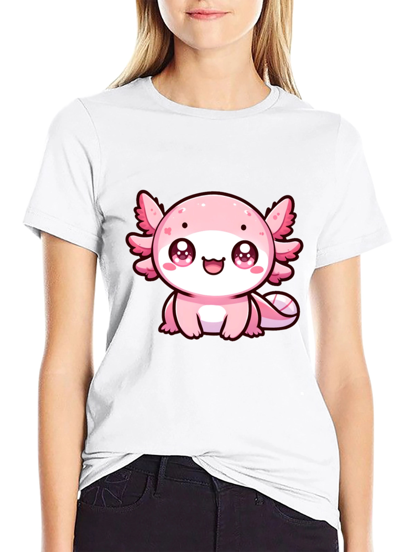 Cute Axolotl Graphic Tee - Black T-Shirt