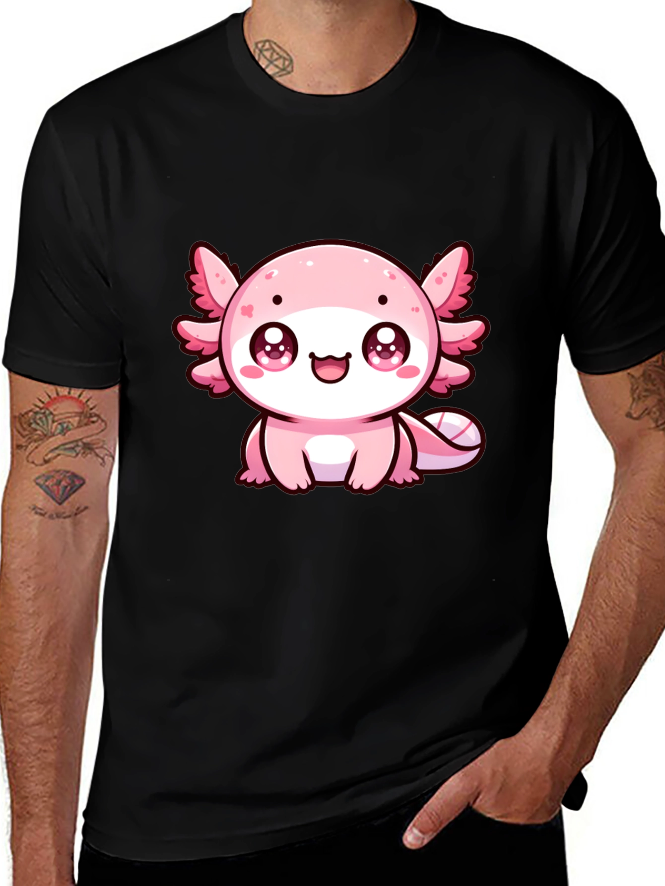 Cute Axolotl Graphic Tee - Black T-Shirt