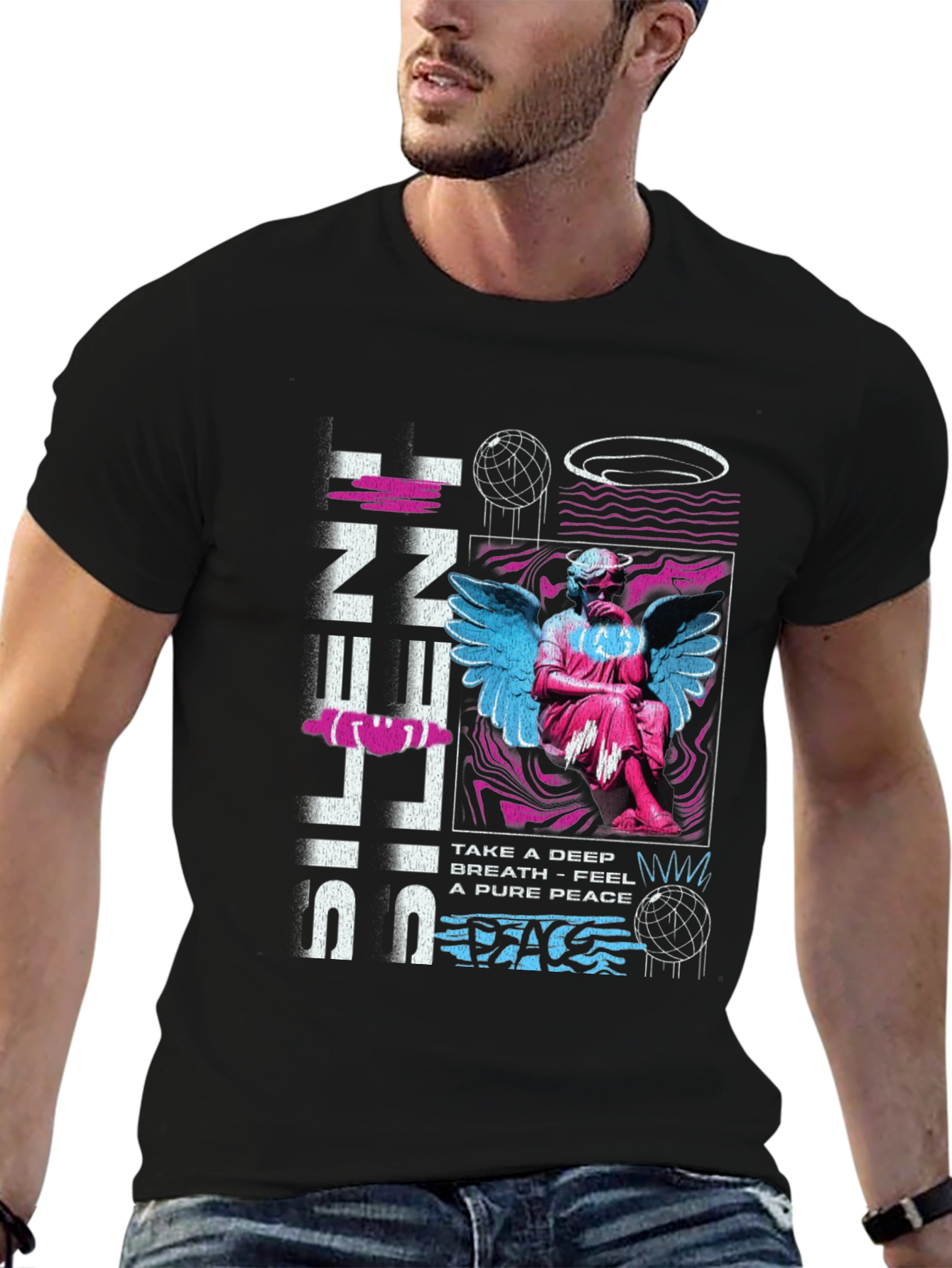 Silent Peace T-Shirt: Angel Graphic Tee