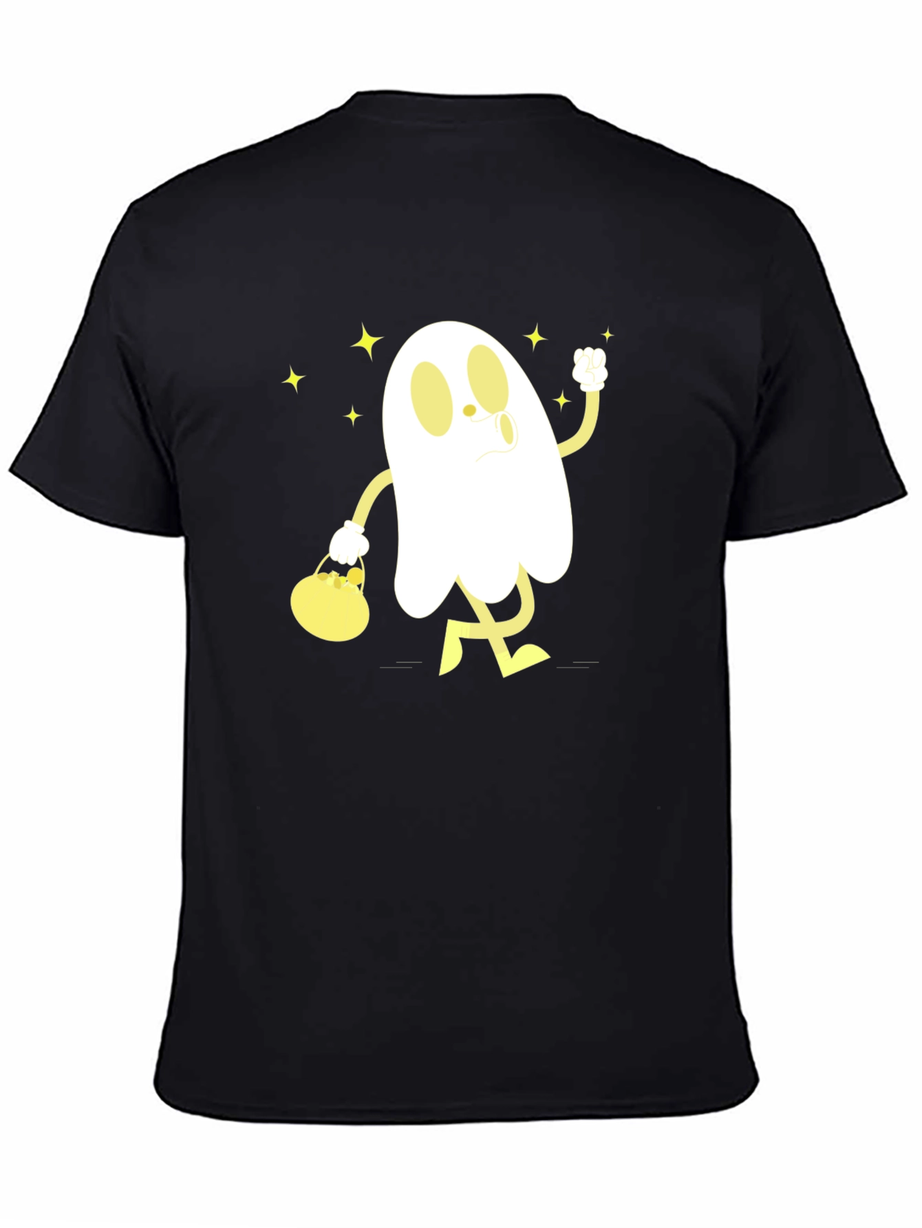 Cartoon Ghost Graphic T-Shirt - Halloween Style