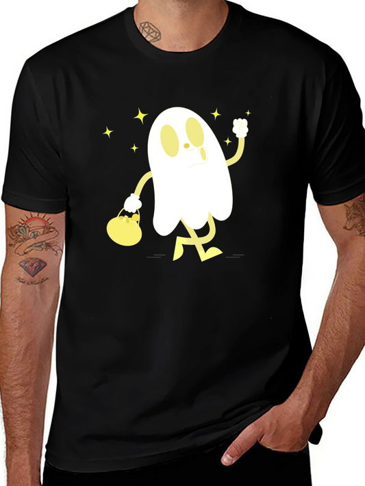 Cartoon Ghost Graphic T-Shirt - Halloween Style