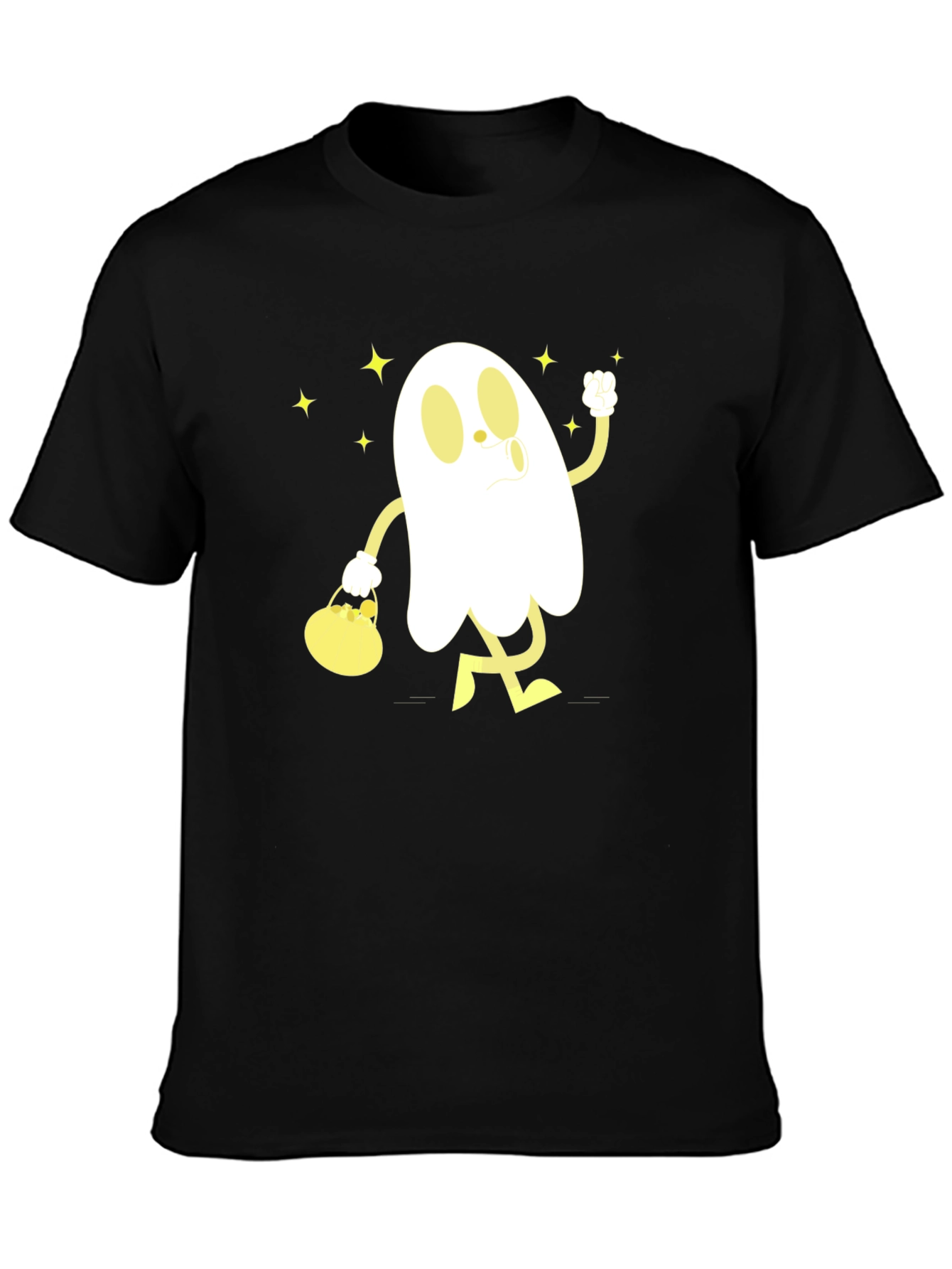 Cartoon Ghost Graphic T-Shirt - Halloween Style