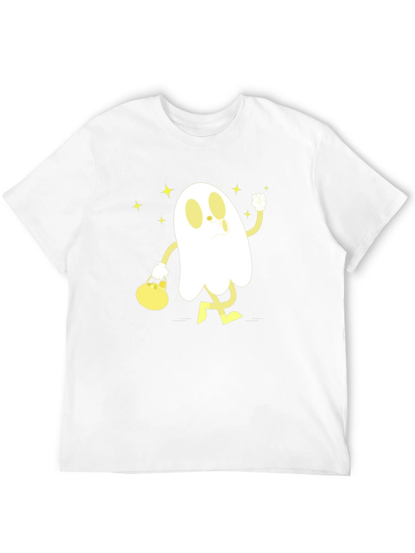 Cartoon Ghost Graphic T-Shirt - Halloween Style
