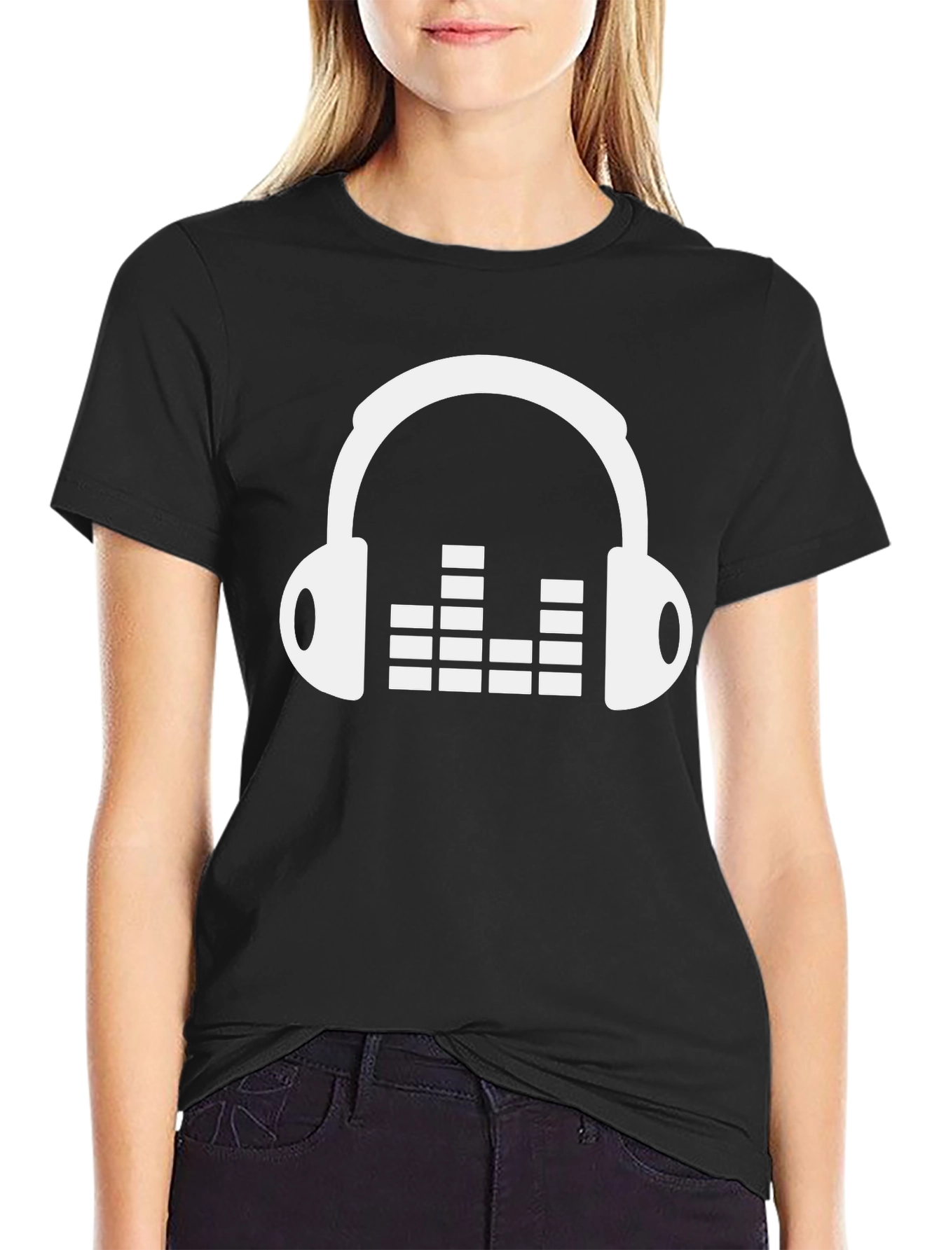 Headphones & Equalizer Black T-Shirt