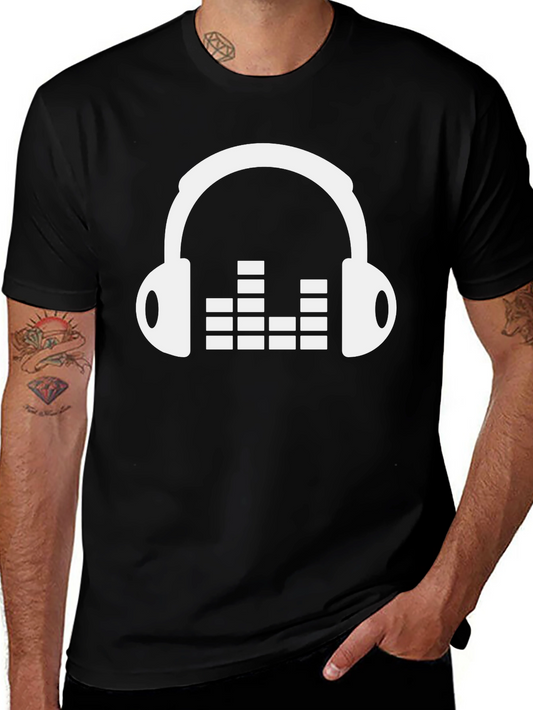 Headphones & Equalizer Black T-Shirt