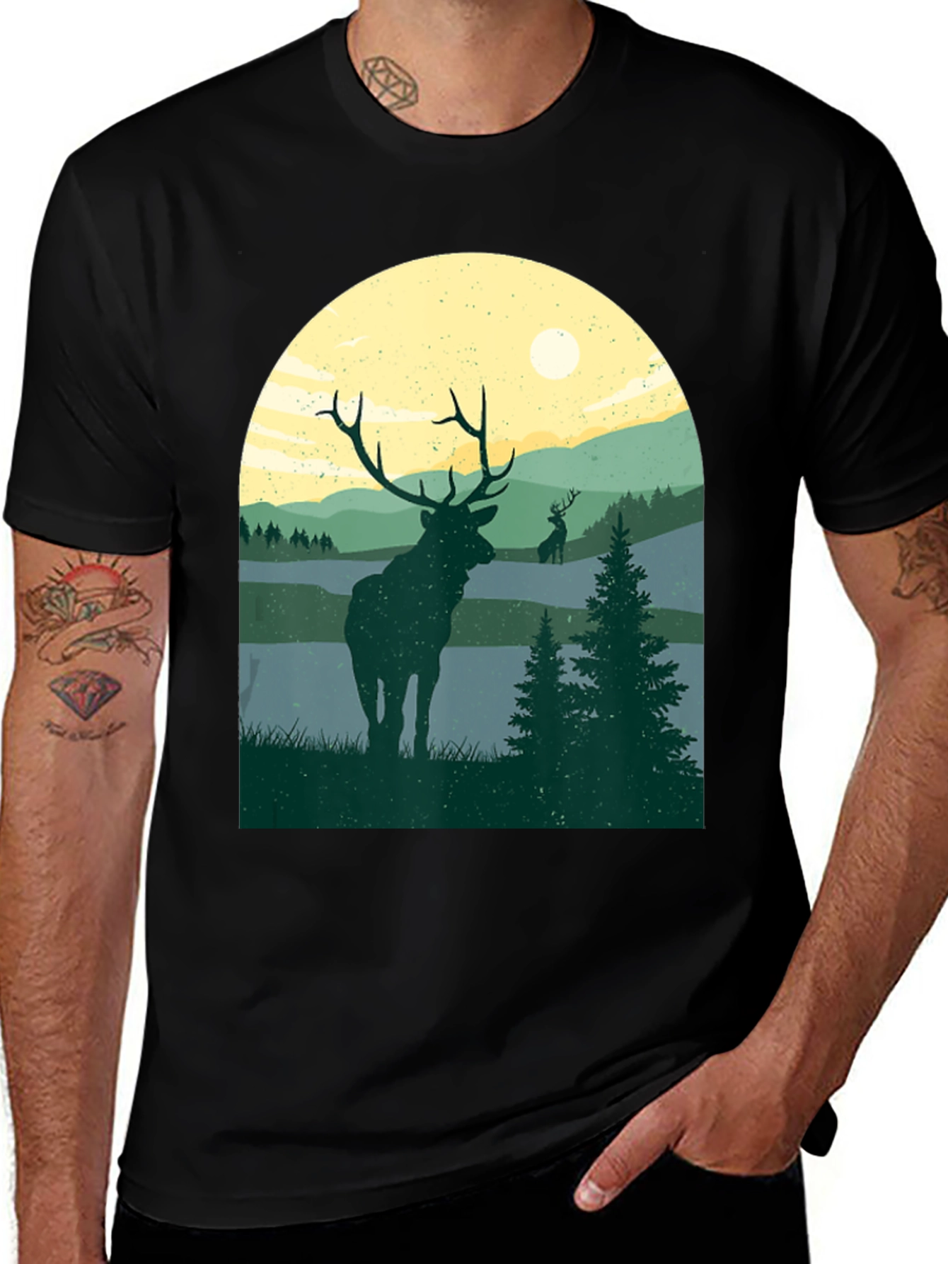 Elk Silhouette T-Shirt - Nature Inspired Design