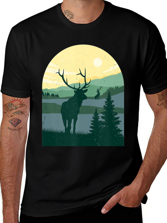 Elk Silhouette T-Shirt - Nature Inspired Design