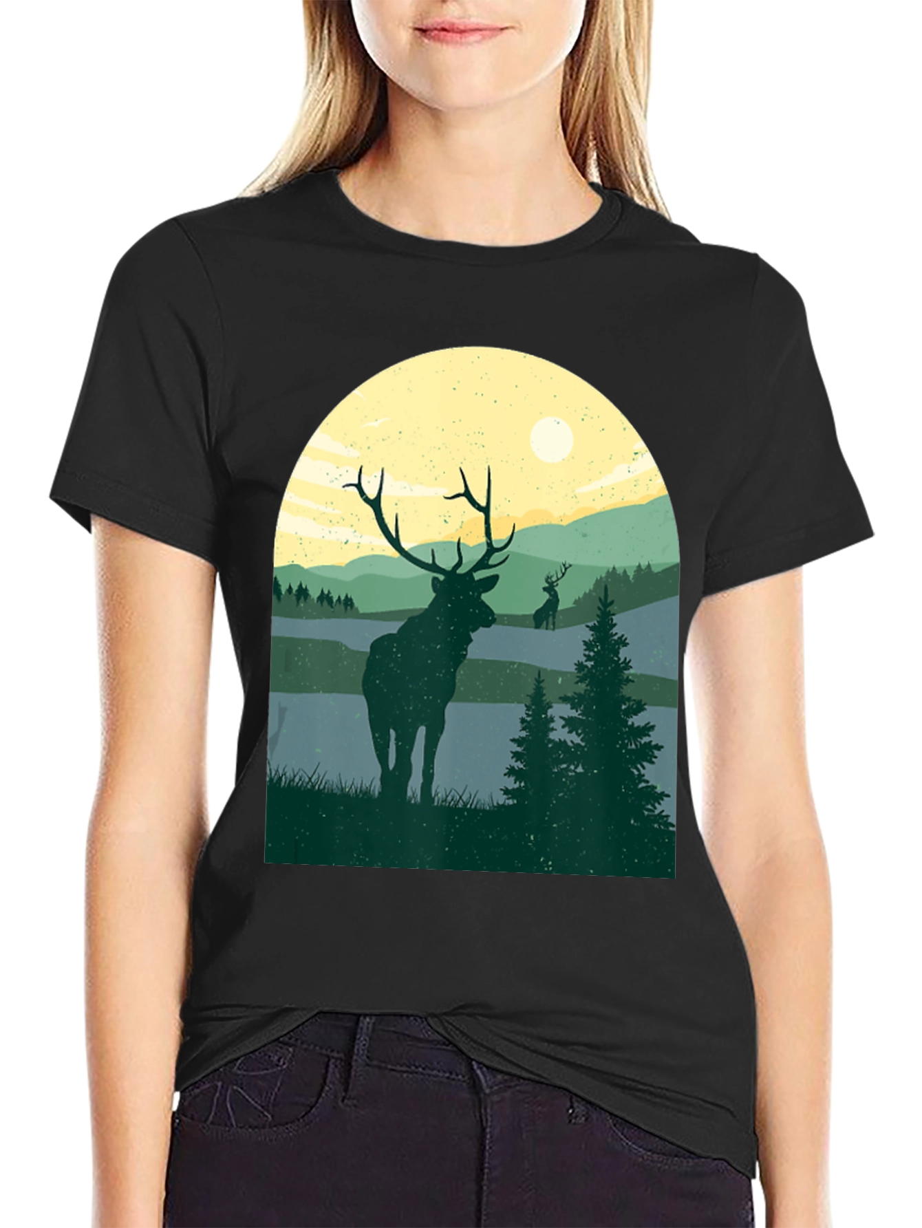 Elk Silhouette T-Shirt - Nature Inspired Design