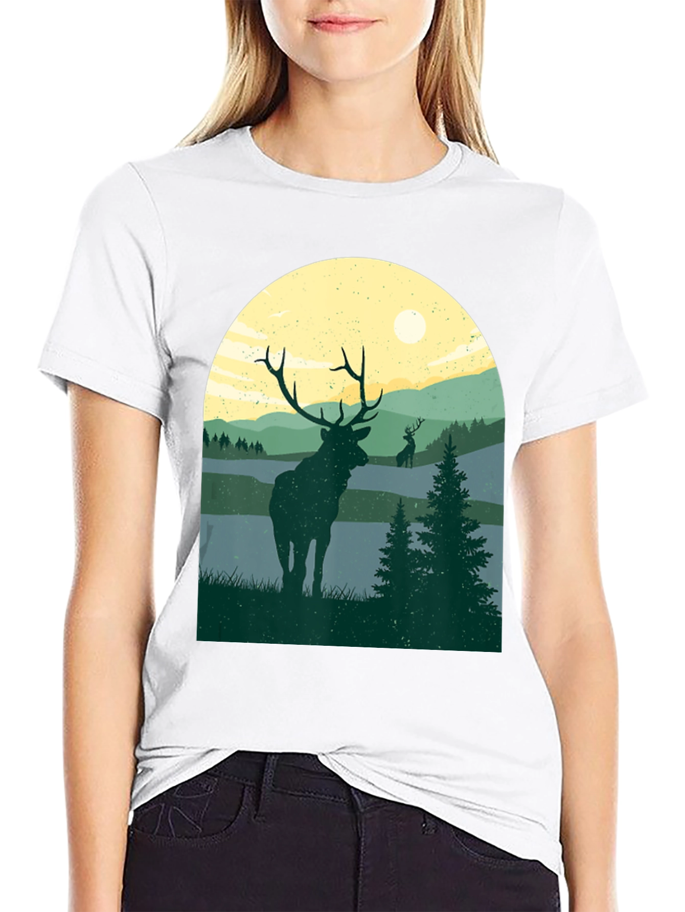 Elk Silhouette T-Shirt - Nature Inspired Design