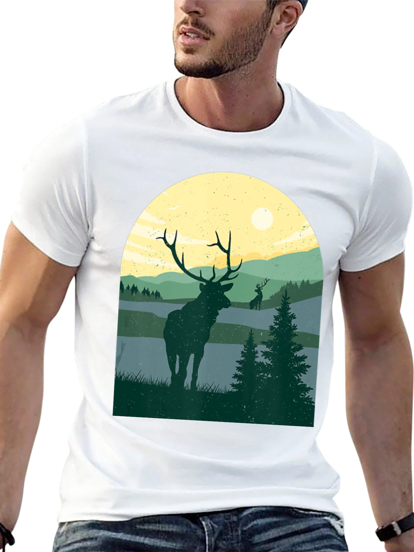 Elk Silhouette T-Shirt - Nature Inspired Design