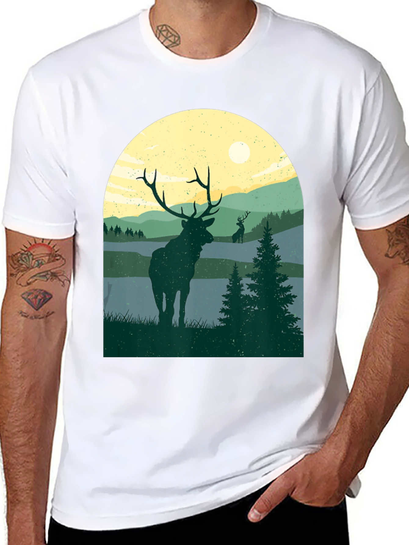 Elk Silhouette T-Shirt - Nature Inspired Design