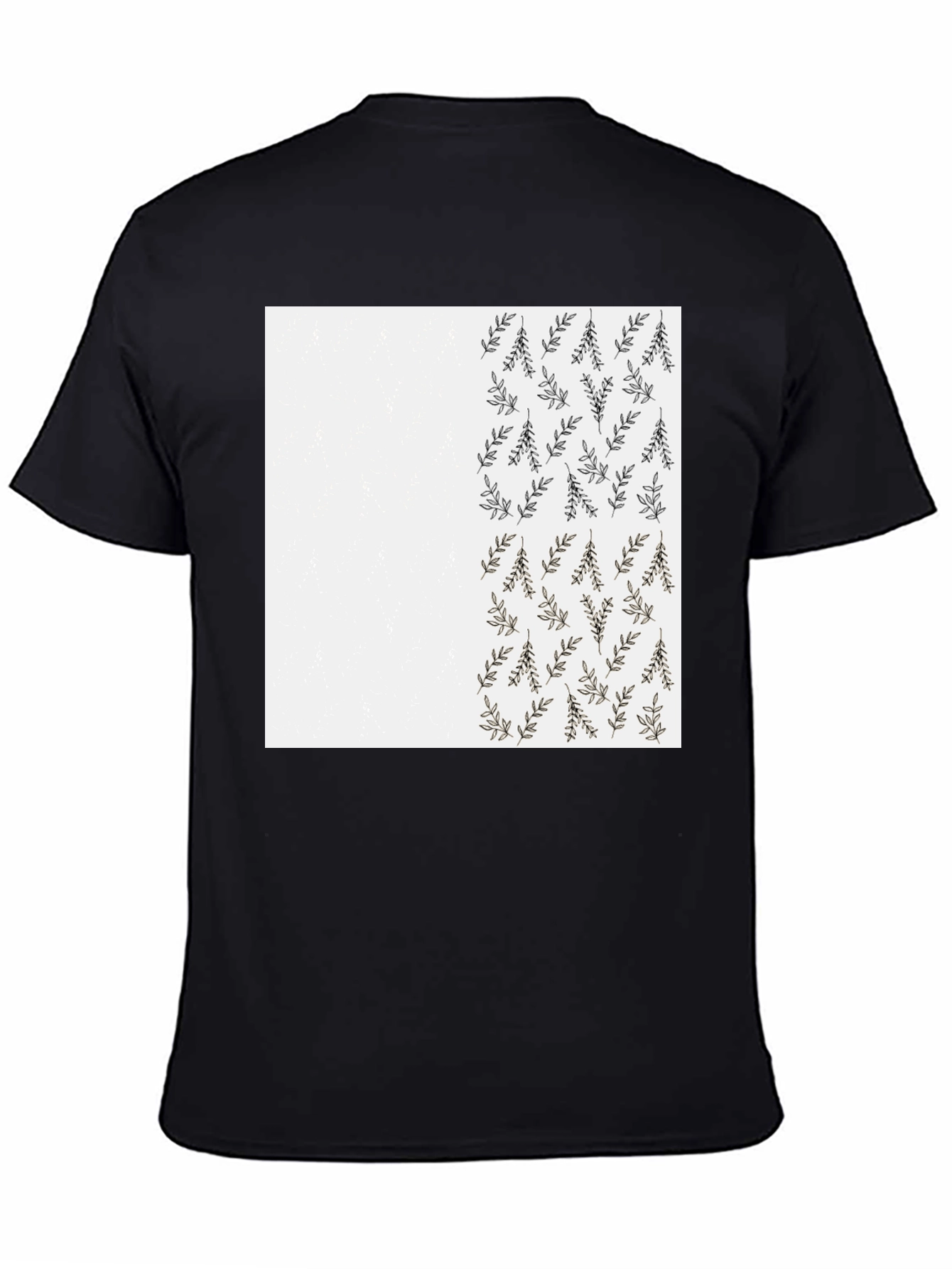Leaf Print Black Casual T-Shirt