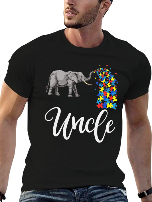 Autism Awareness Elephant Uncle T-Shirt