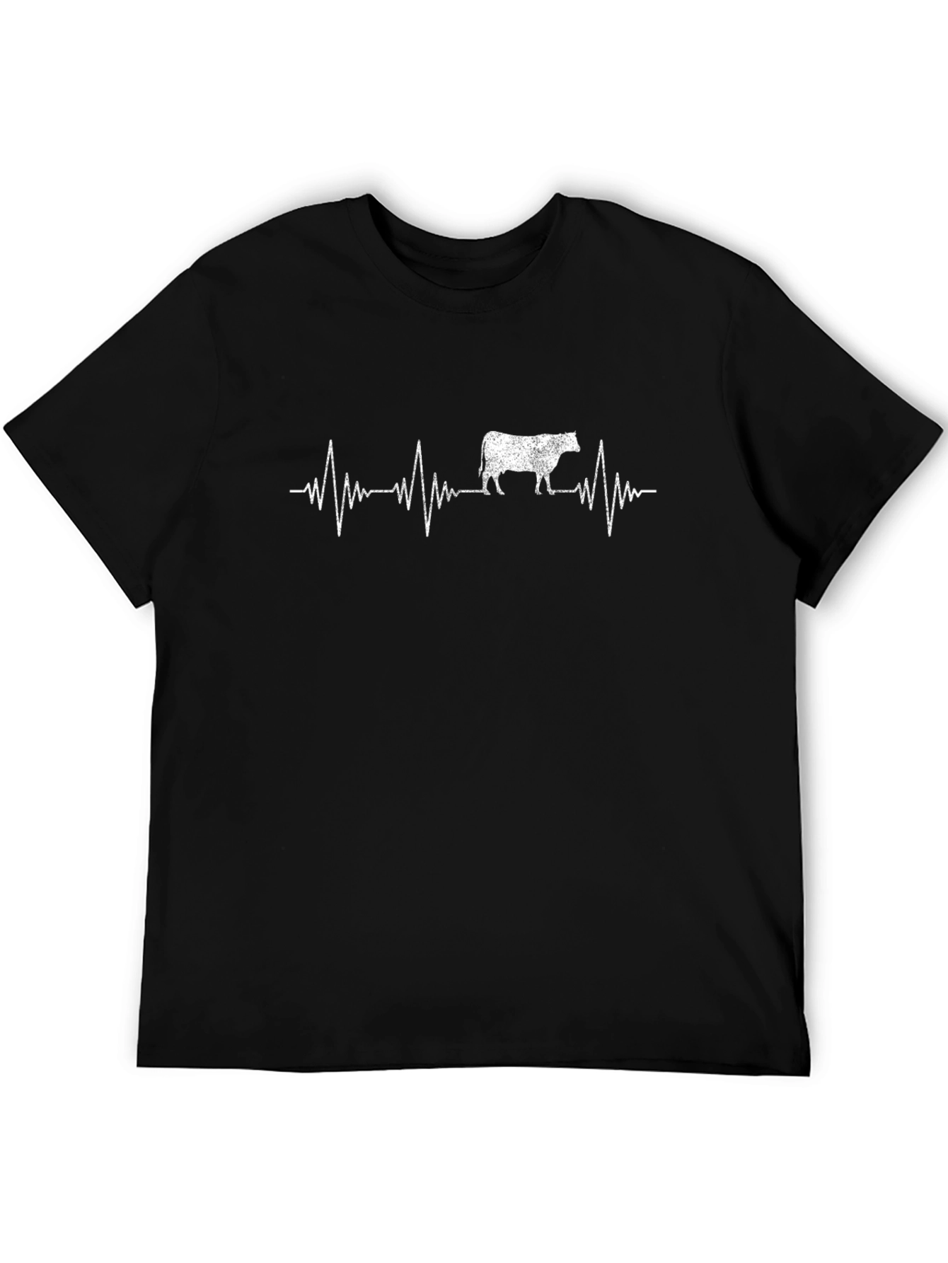 Cow Heartbeat T-Shirt - Black Graphic Tee
