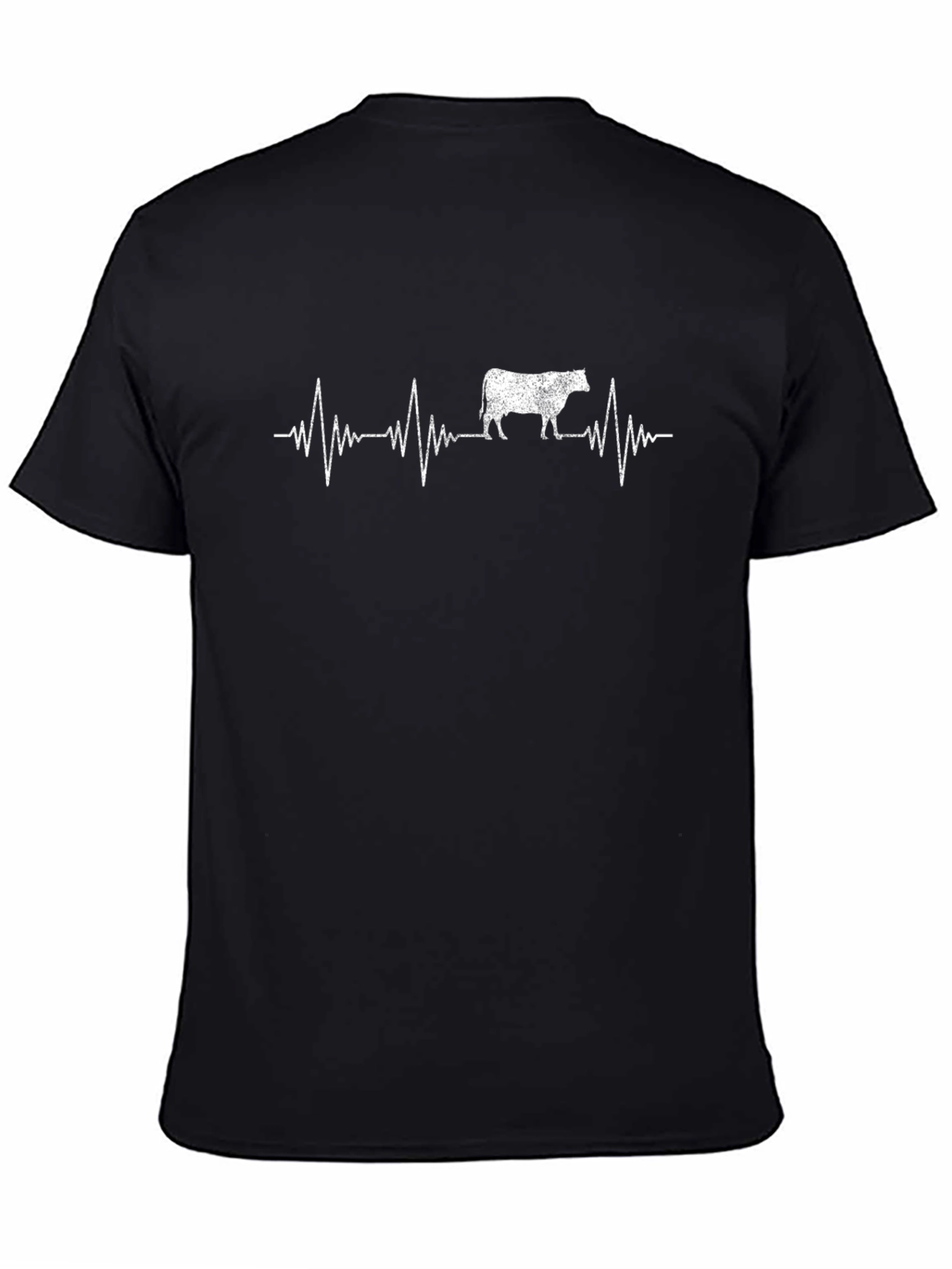 Cow Heartbeat T-Shirt - Black Graphic Tee