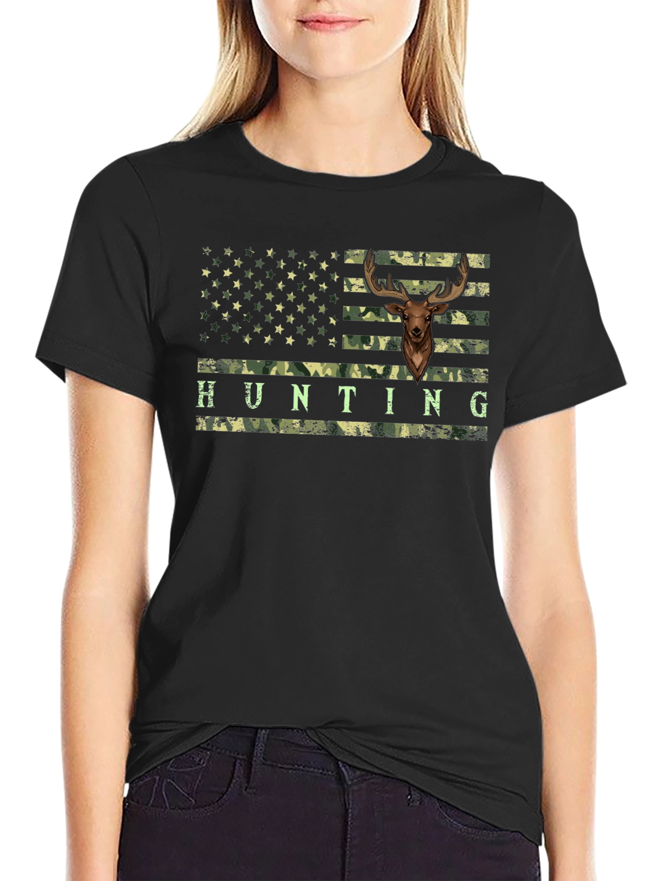 Hunting Flag Deer Graphic T-Shirt