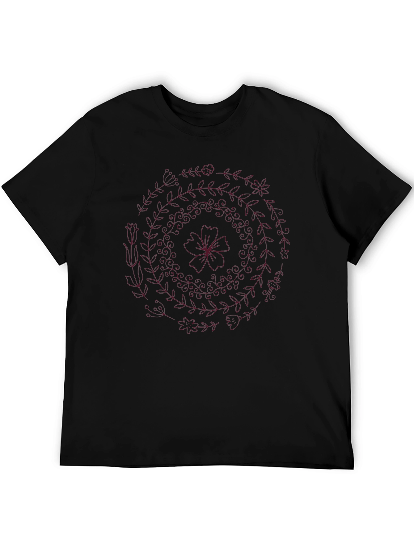 Floral Mandala Graphic Black T-Shirt