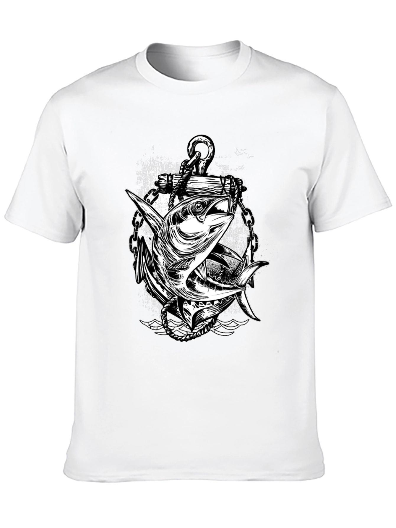 Anchor & Fish Graphic Tee - Black