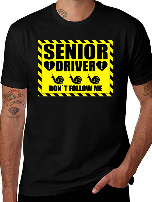 Senior Driver Funny Snail Graphic Novelty T-Shirt