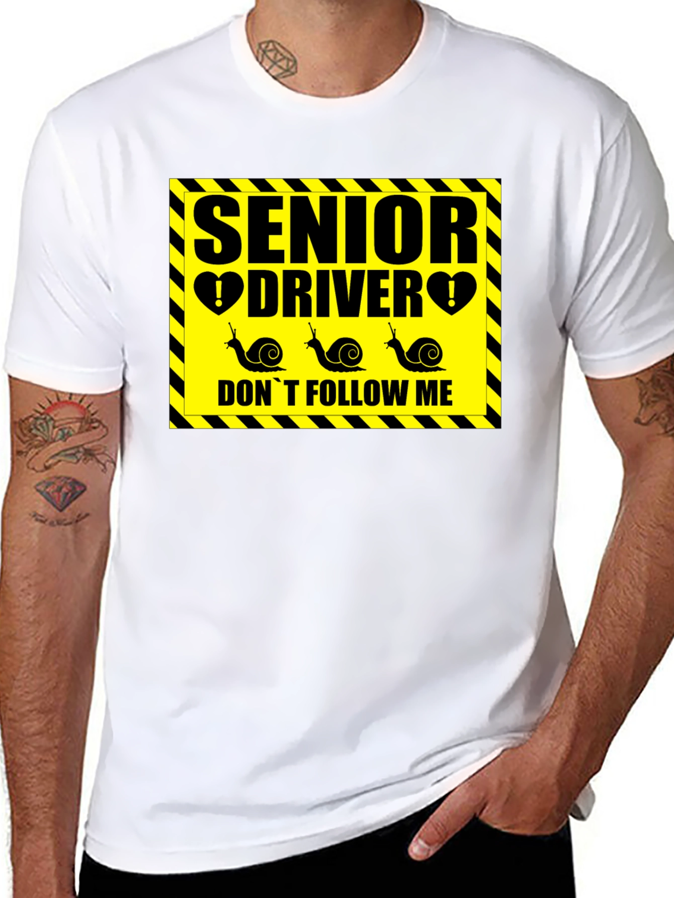 Senior Driver Funny Snail Graphic Novelty T-Shirt