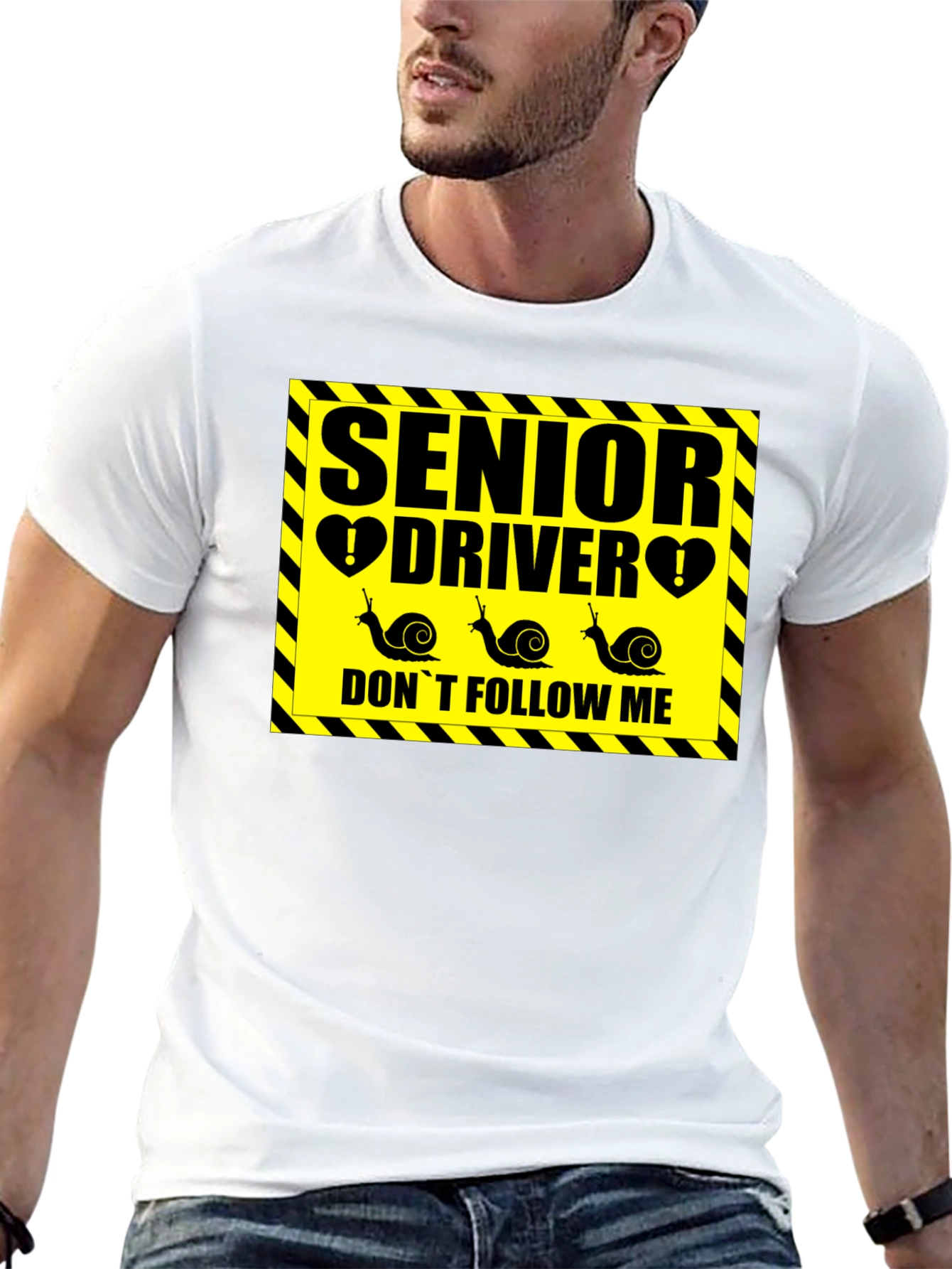 Senior Driver Funny Snail Graphic Novelty T-Shirt