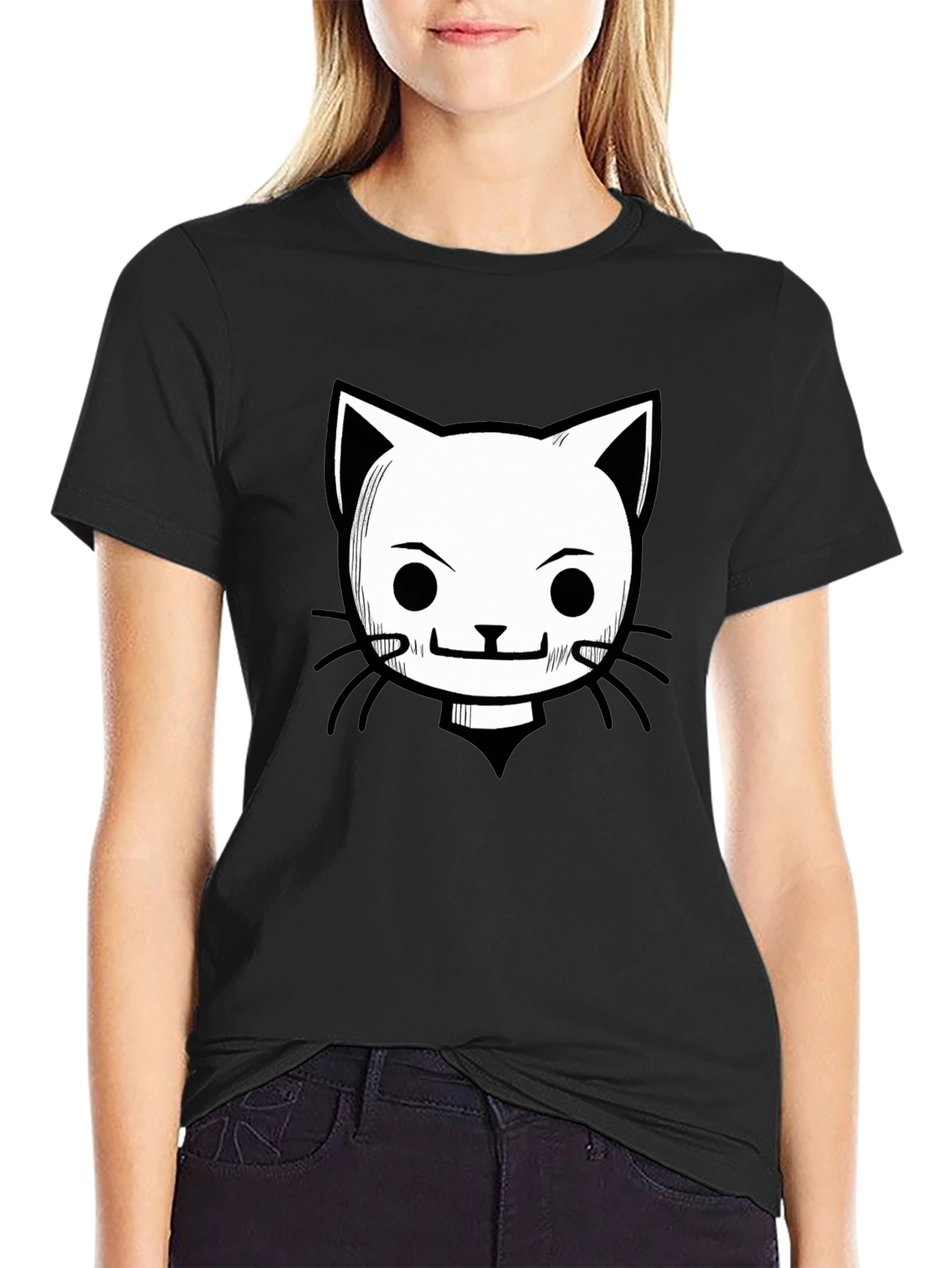Cool Cat Graphic T-Shirt - Black Crew Neck Tee