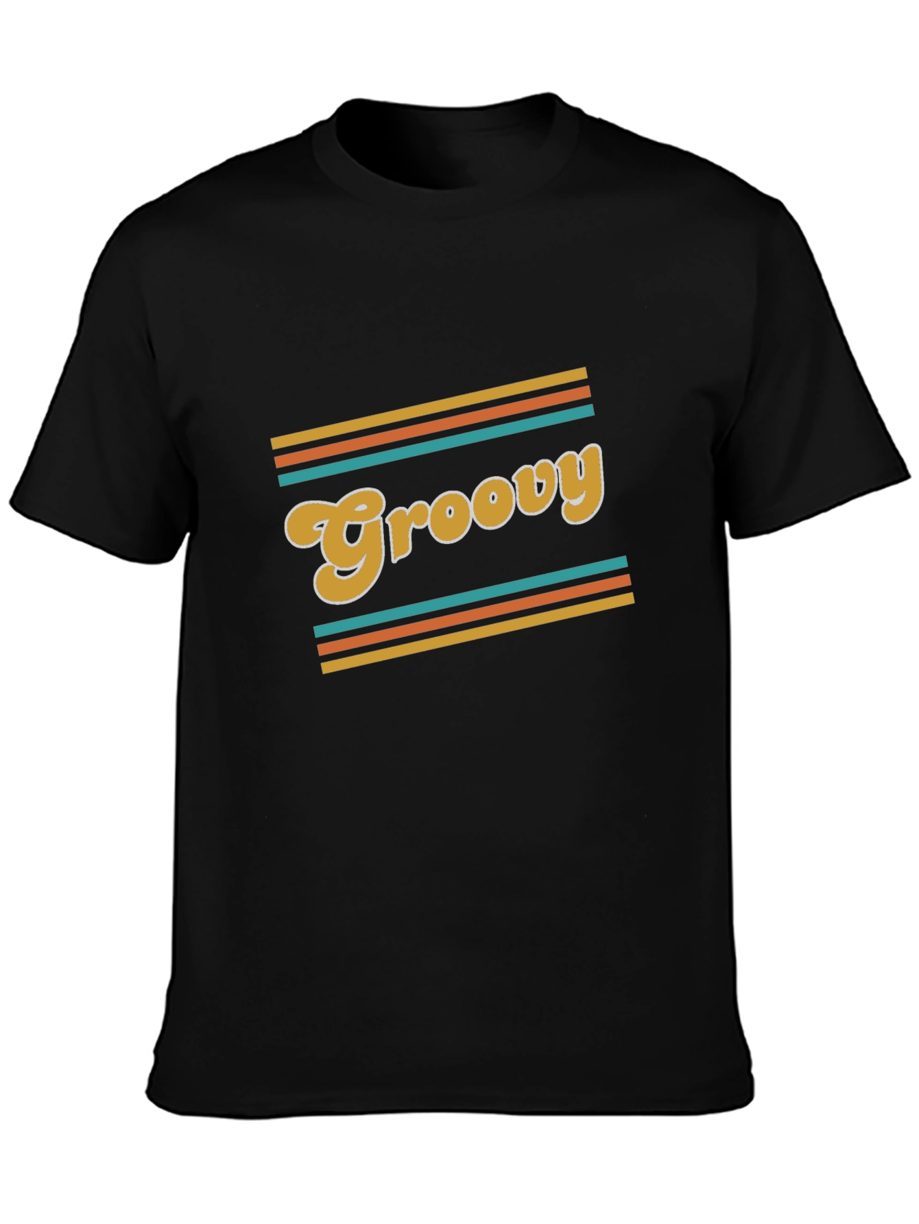 Groovy Retro Style Black T-Shirt
