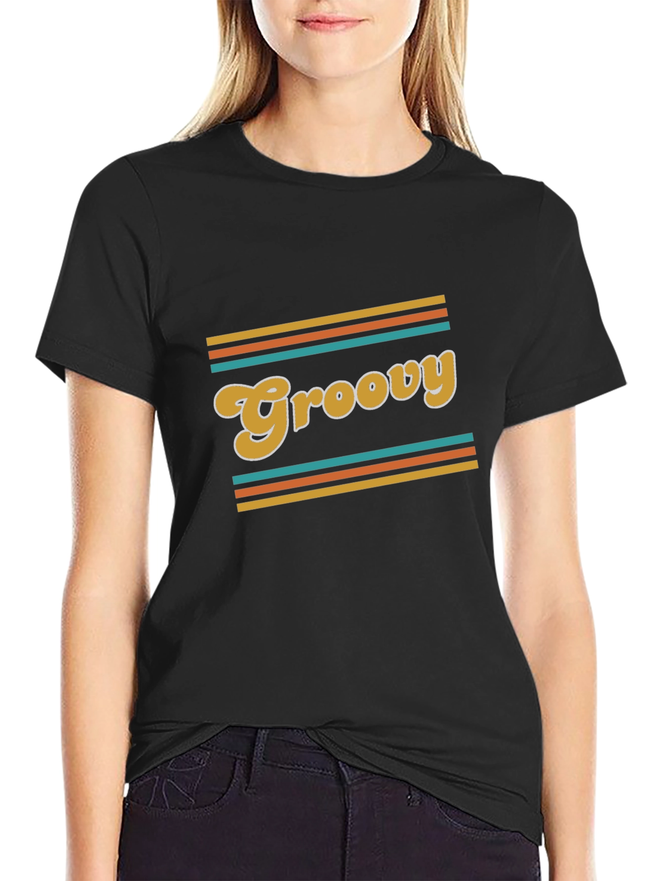 Groovy Retro Style Black T-Shirt