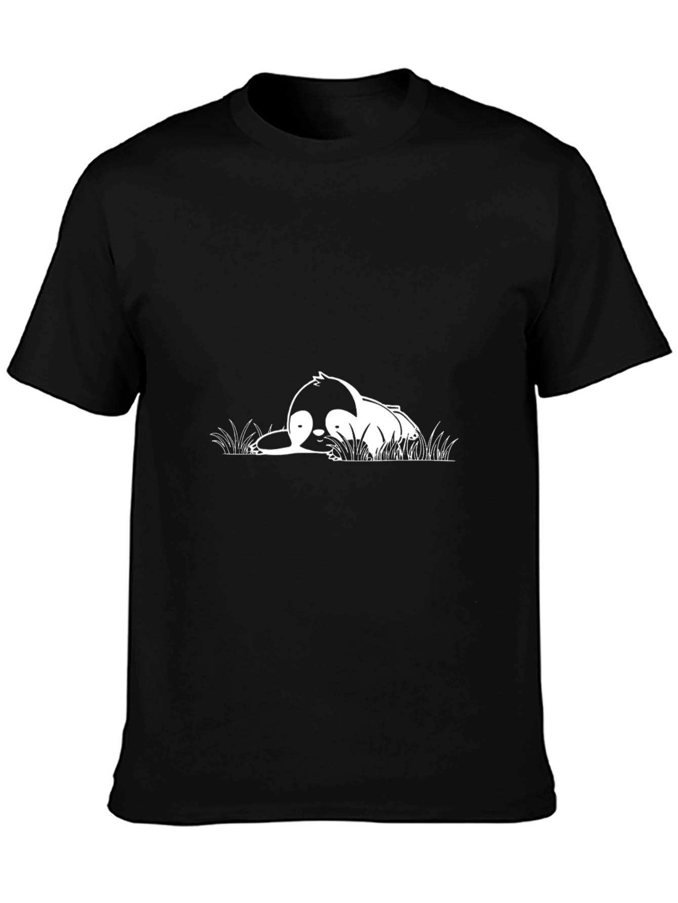 Lazy Penguin Graphic Tee - Black Cotton T-Shirt