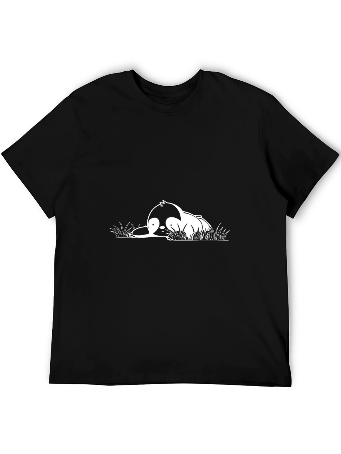 Lazy Penguin Graphic Tee - Black Cotton T-Shirt