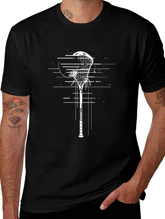Lacrosse Stick Graphic T-Shirt - Black Cotton Tee