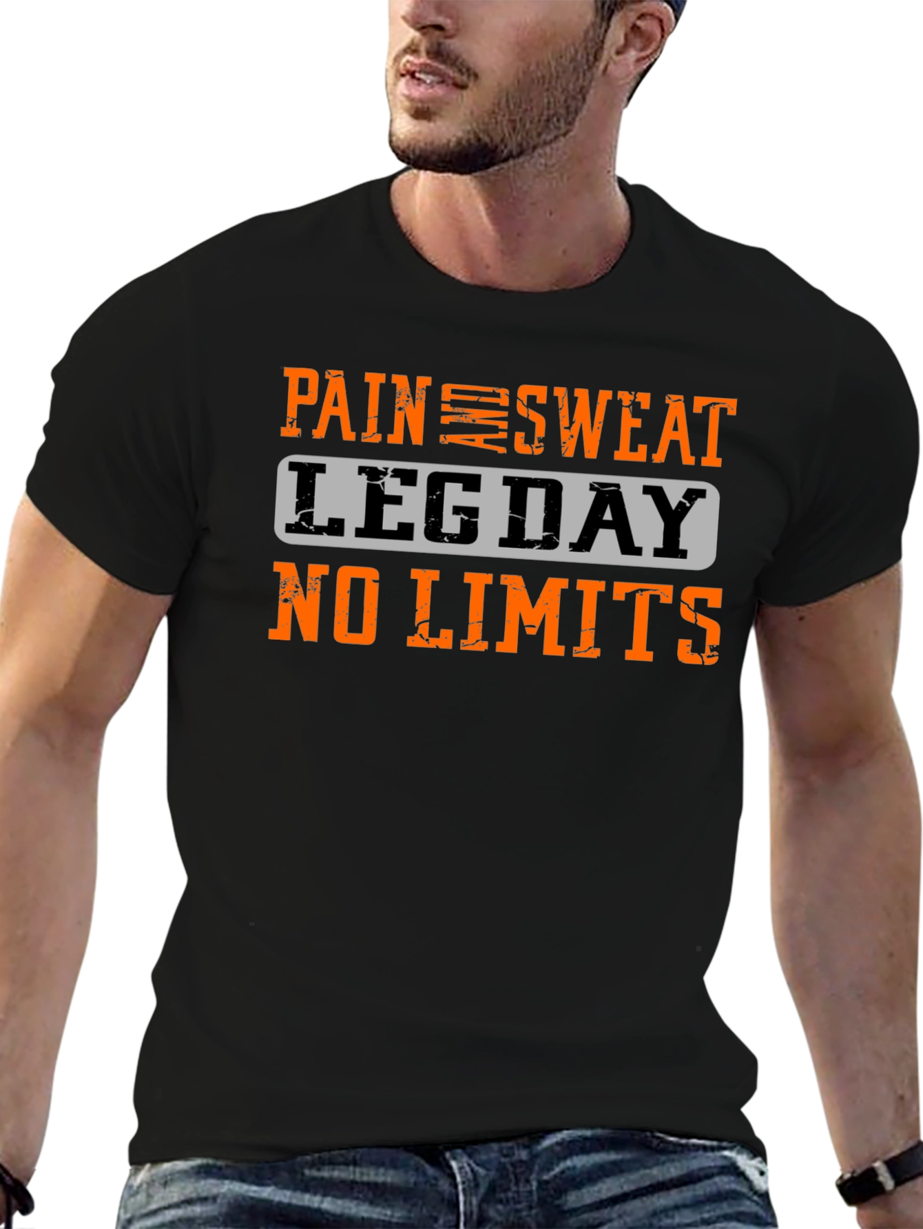 Pain Sweat Leg Day No Limits Black T-Shirt