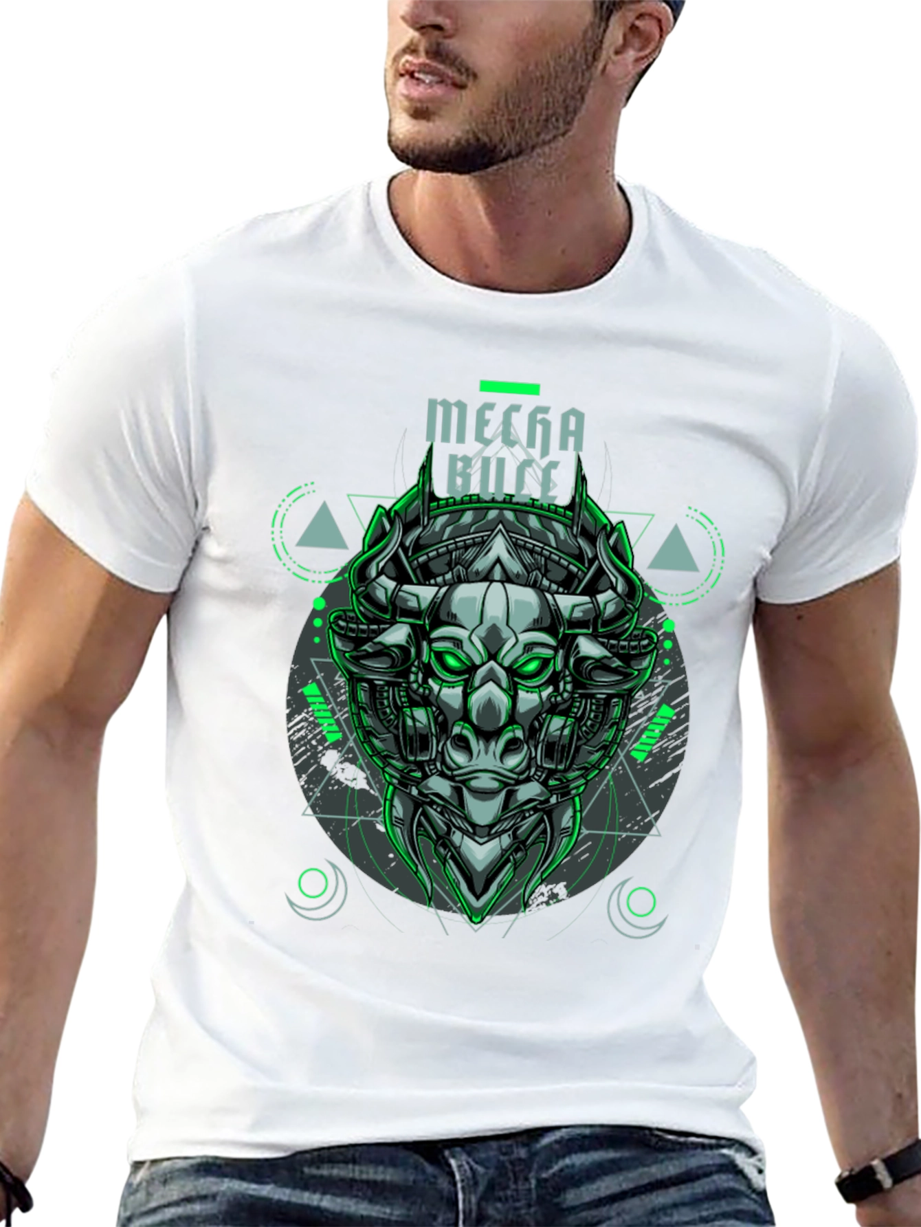 Mecha Bull Graphic Tee - Cyberpunk Style