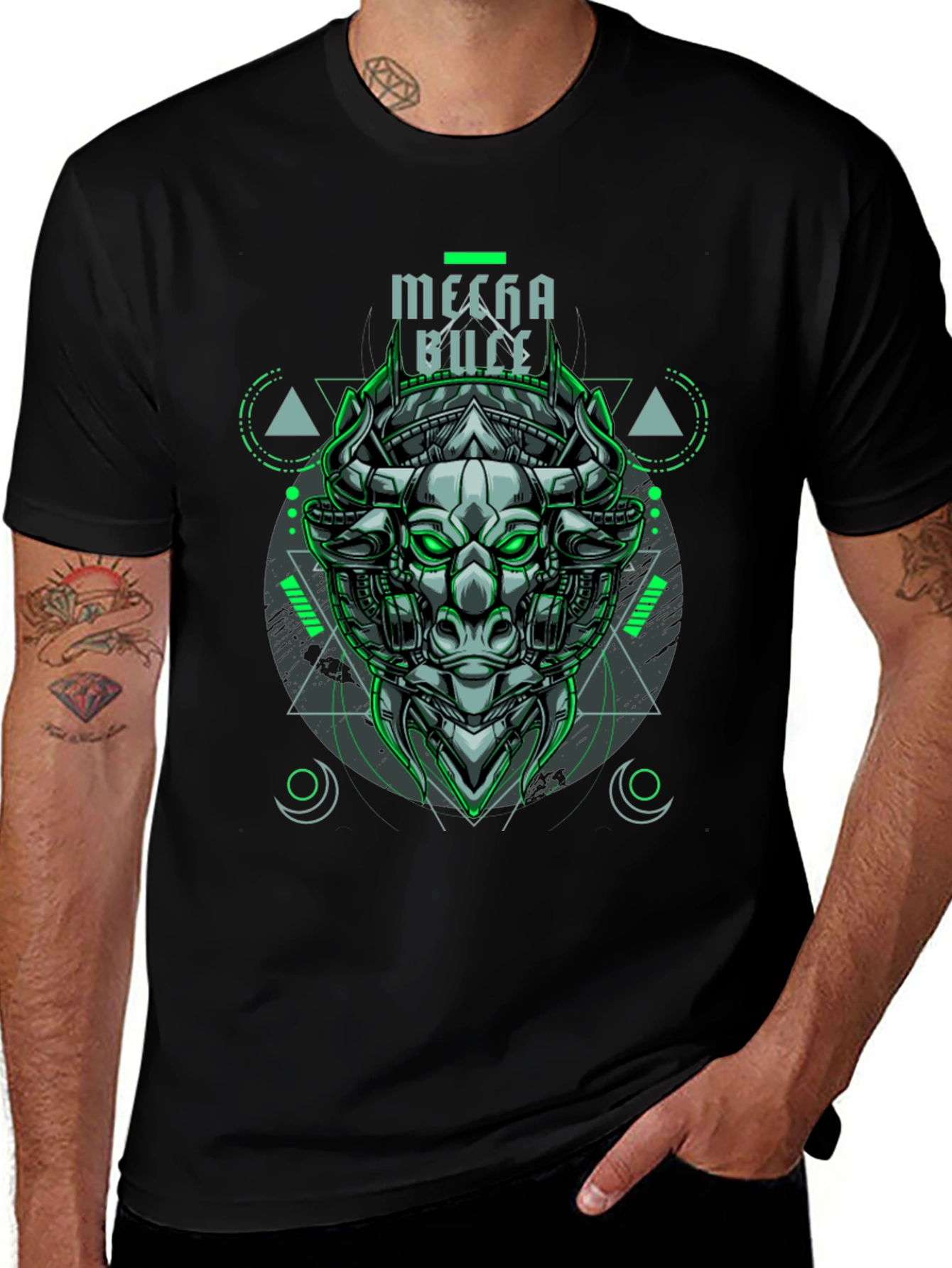 Mecha Bull Graphic Tee - Cyberpunk Style