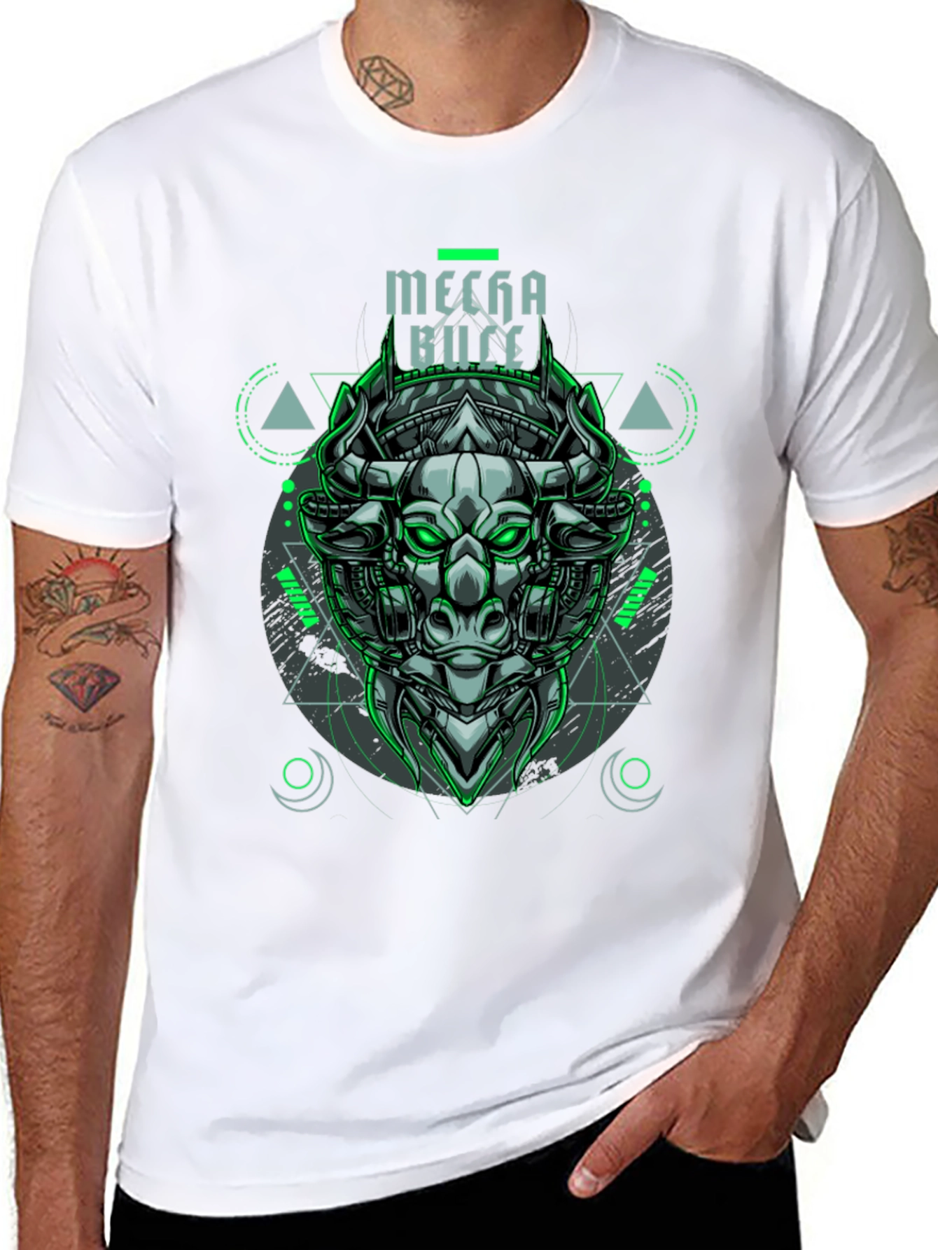 Mecha Bull Graphic Tee - Cyberpunk Style