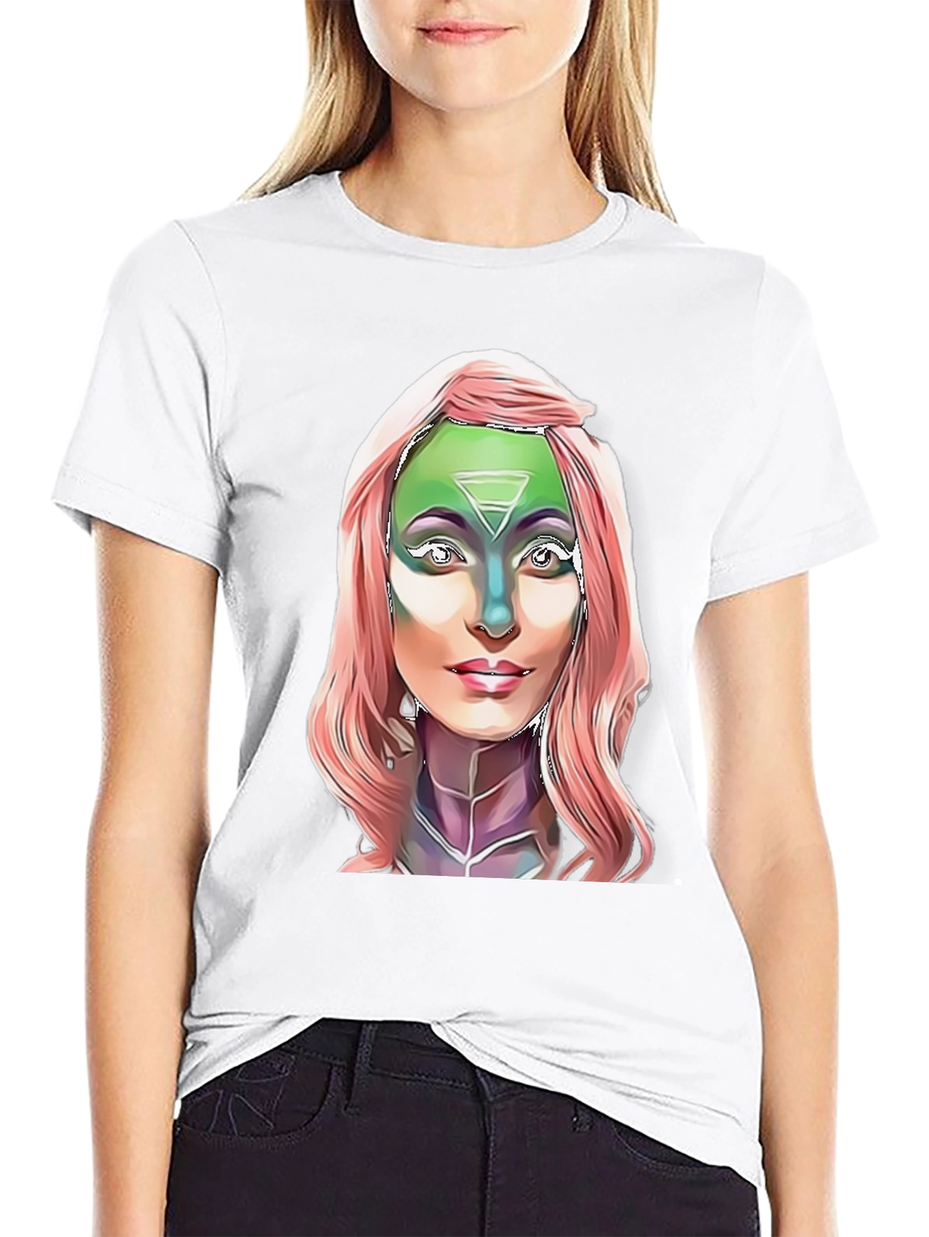 Alien Goddess Graphic T-Shirt - Black Cotton Tee