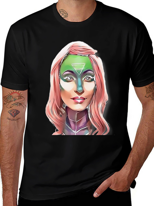 Alien Goddess Graphic T-Shirt - Black Cotton Tee