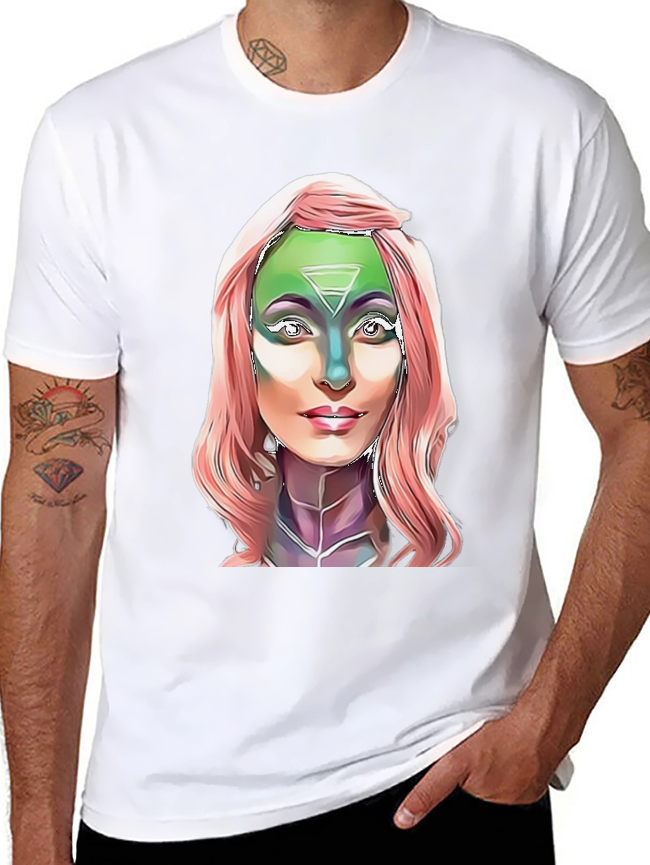 Alien Goddess Graphic T-Shirt - Black Cotton Tee