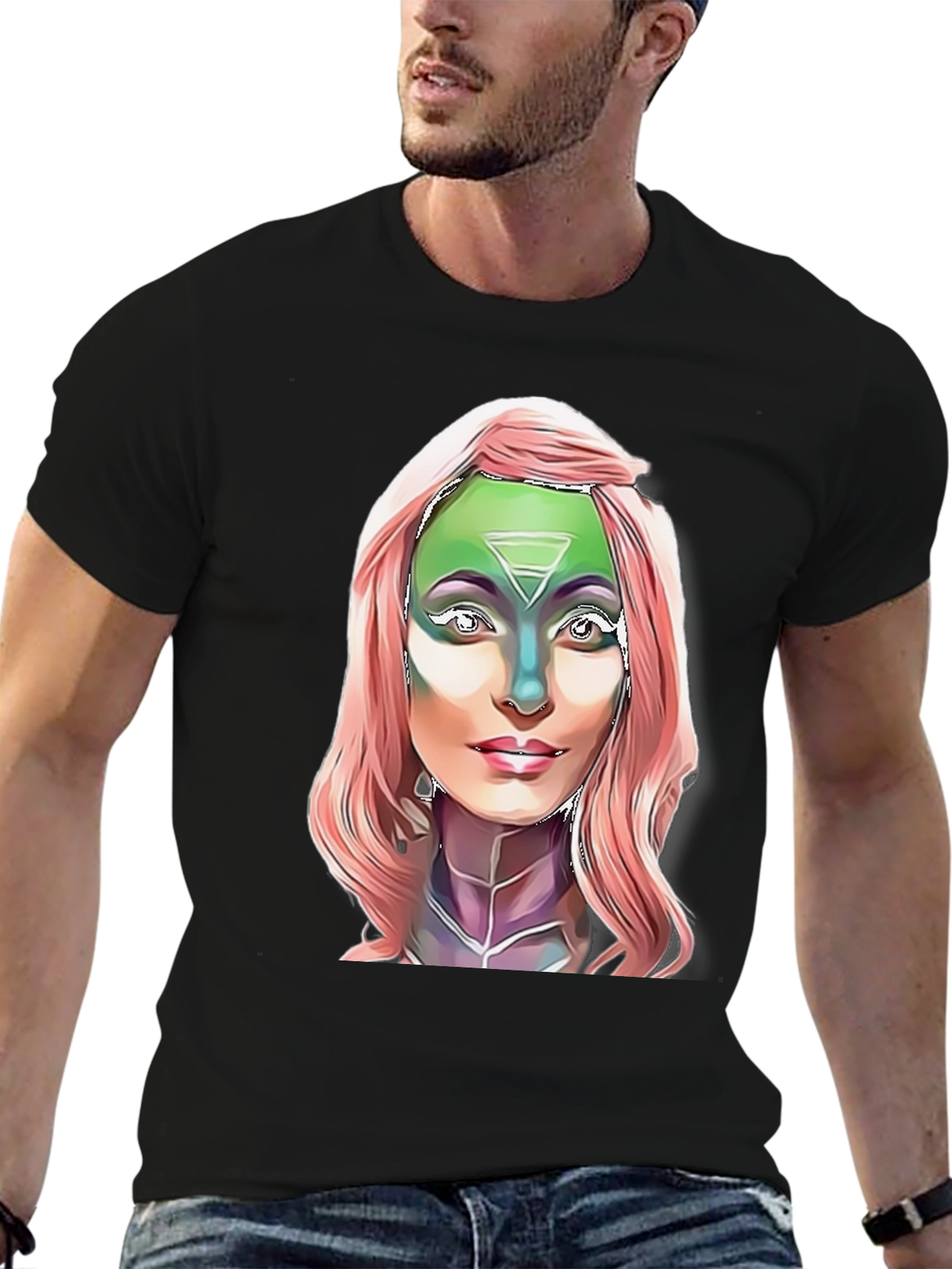 Alien Goddess Graphic T-Shirt - Black Cotton Tee