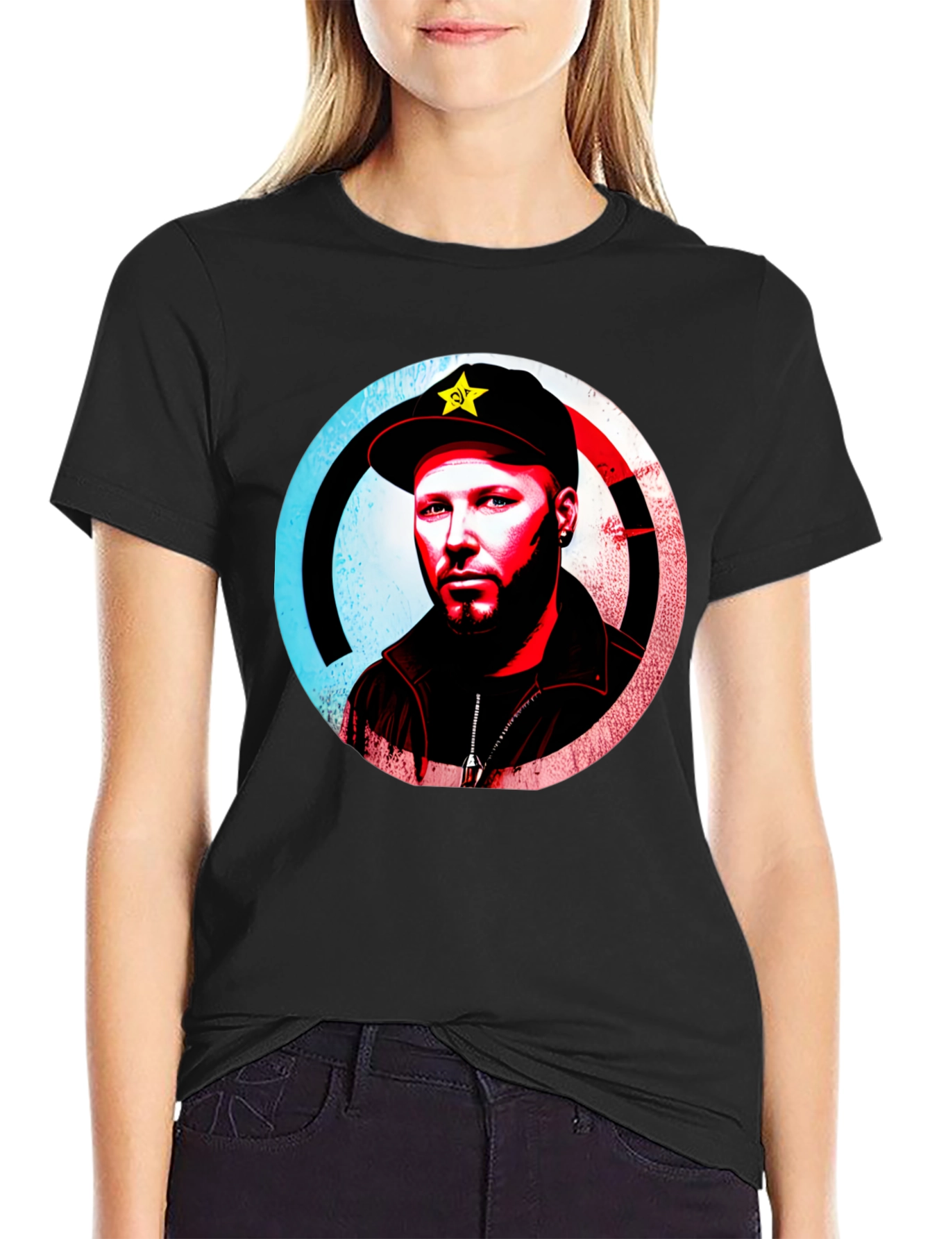 Black T-Shirt with Graphic Design
