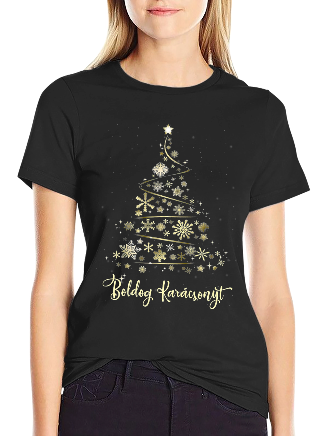Festive Christmas Tree T-Shirt - Boldog Karácsonyt!