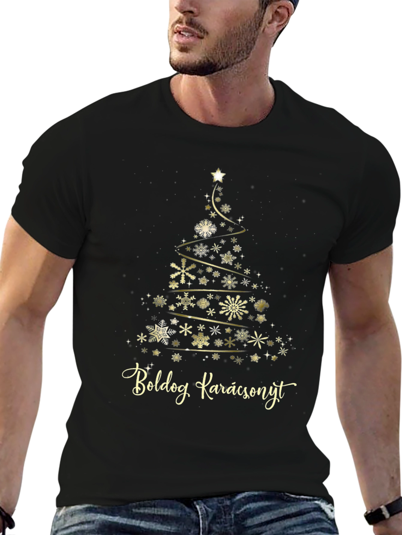 Festive Christmas Tree T-Shirt - Boldog Karácsonyt!