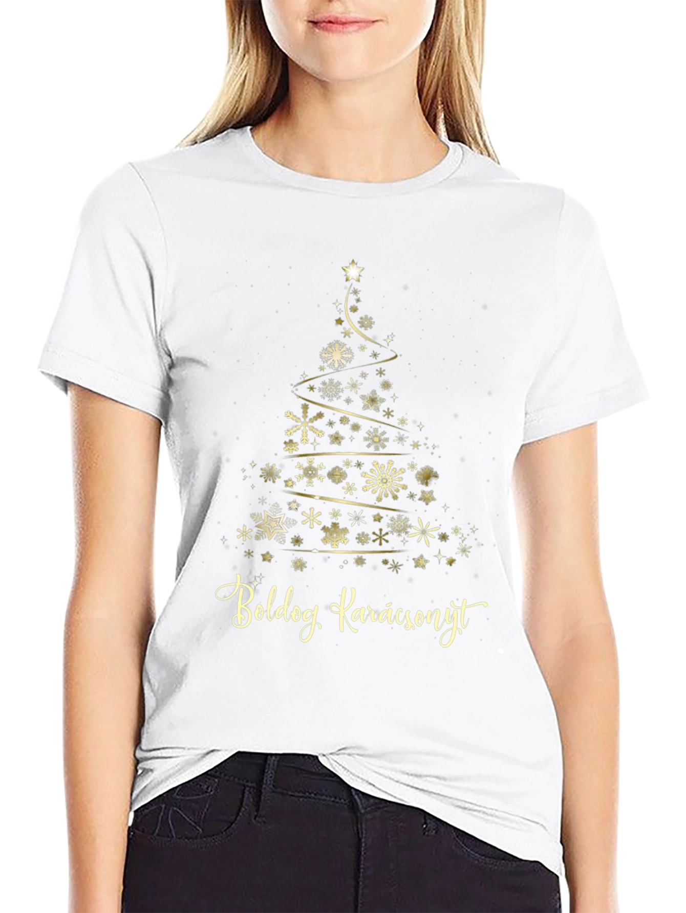 Festive Christmas Tree T-Shirt - Boldog Karácsonyt!