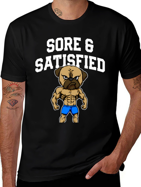 Sore & Satisfied Pug Black T-Shirt