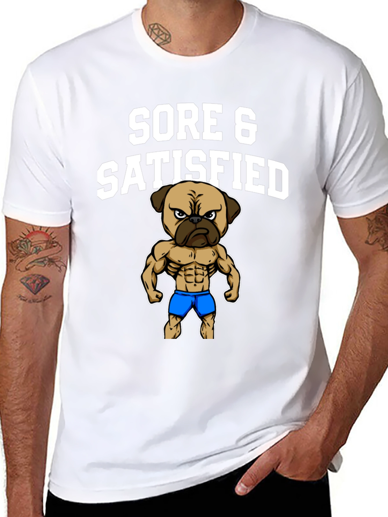 Sore & Satisfied Pug Black T-Shirt