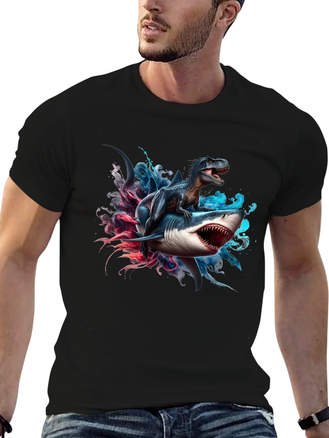 Dino Shark T-Shirt: Prehistoric Sea Ride