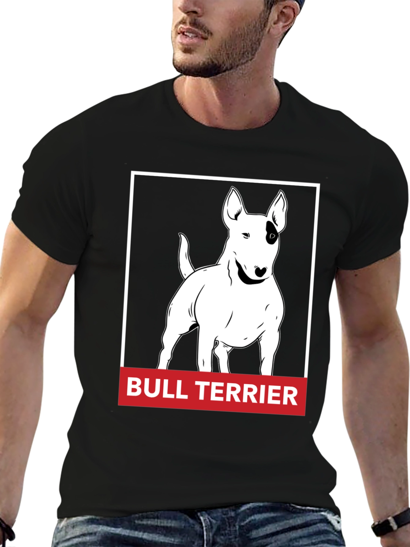 Bull Terrier Graphic Tee - Black Cotton Comfort